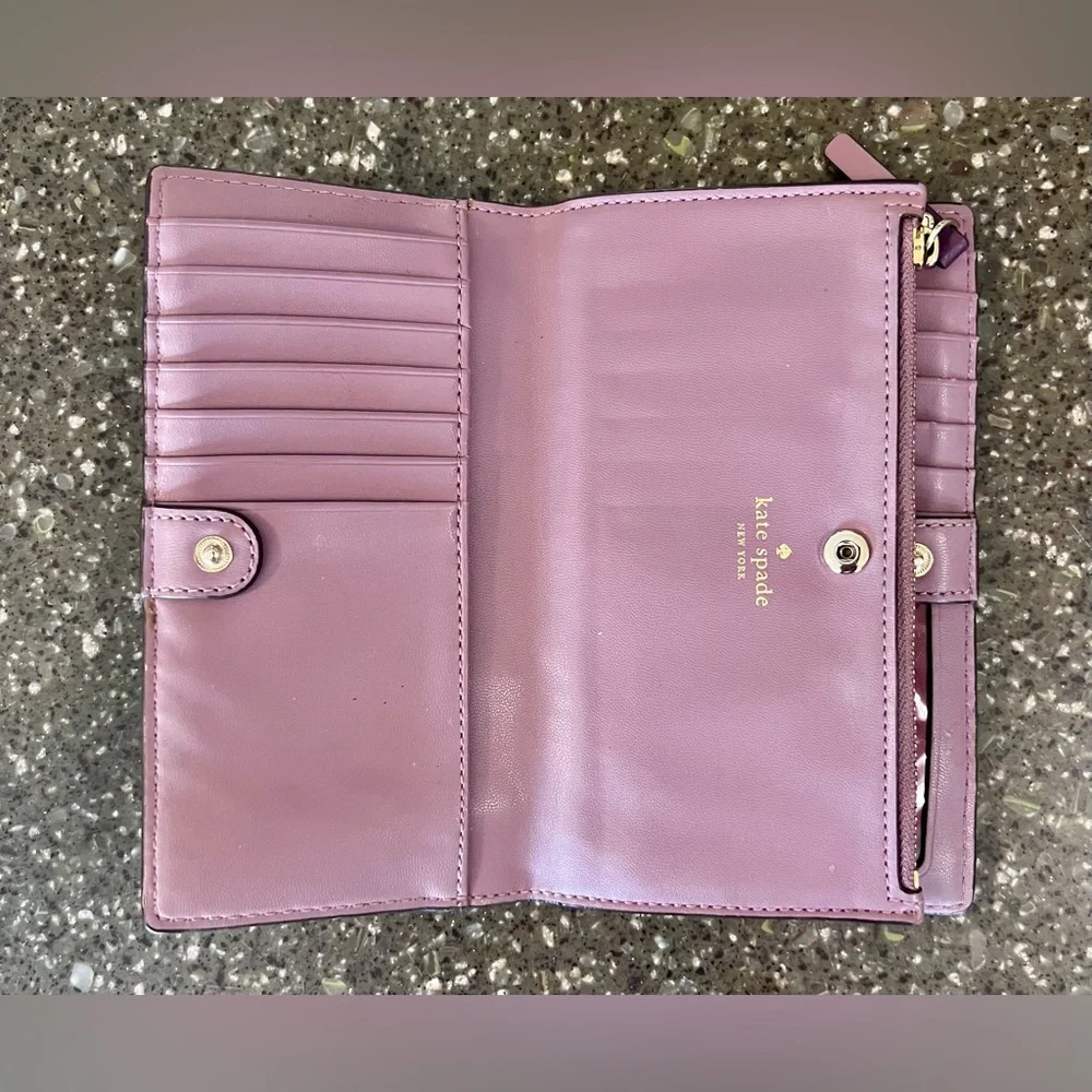 Kate Spade Plum Laurel Way Stacy Large Slim Leather Wallet | Classic | Cute